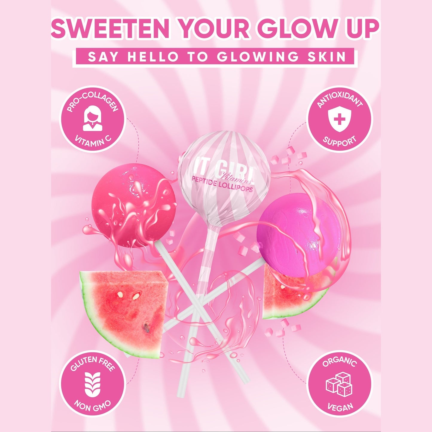 It Girl Beauty Lollipops - Collagen Peptides & Vitamin C Healthy Candy for Skin, Hair, Nails