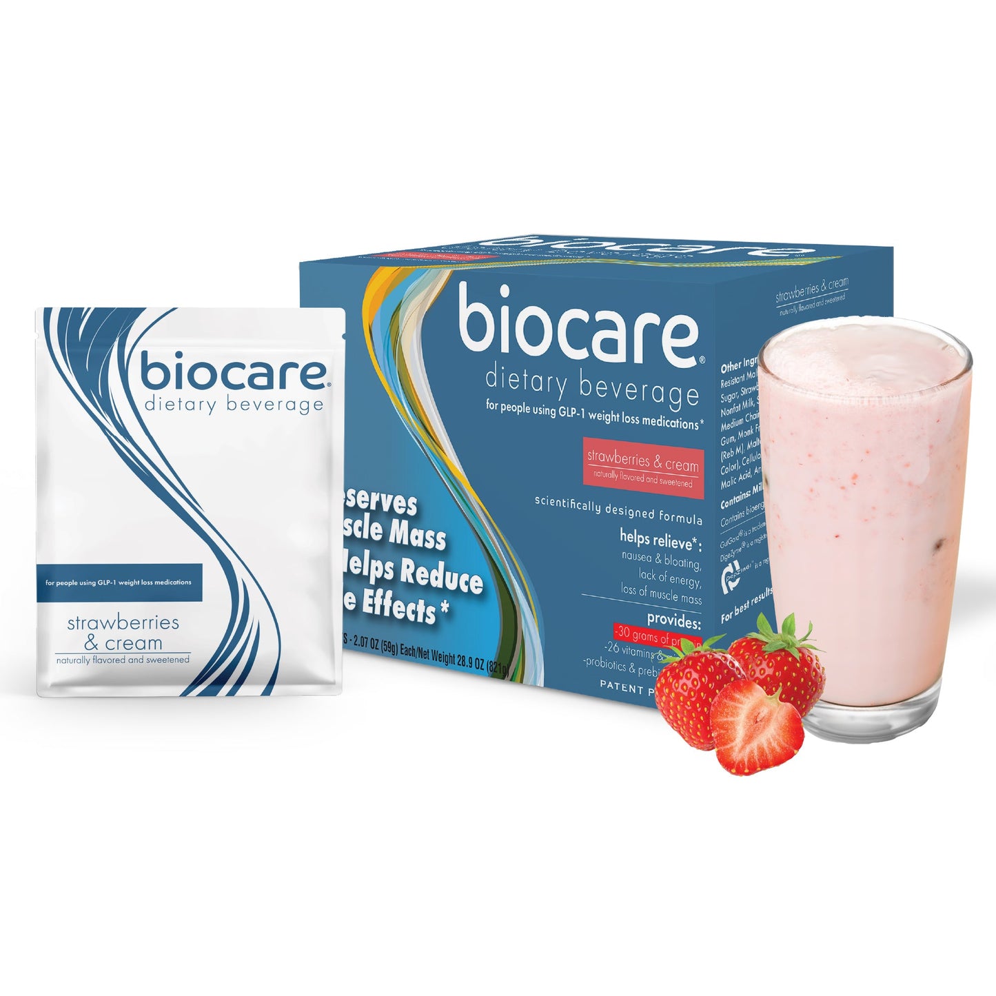 30G Protein Strawberries & Cream Biocare Dietary Beverage 14-Count