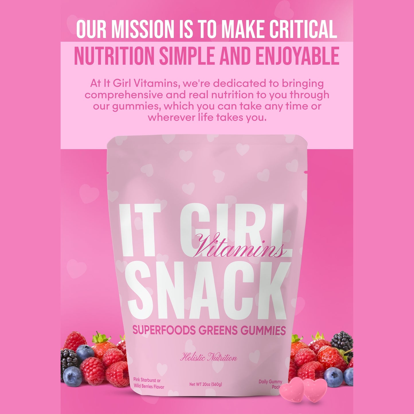 It Girl Snack - Superfoods Greens Gummies in Pink Starburst Flavor