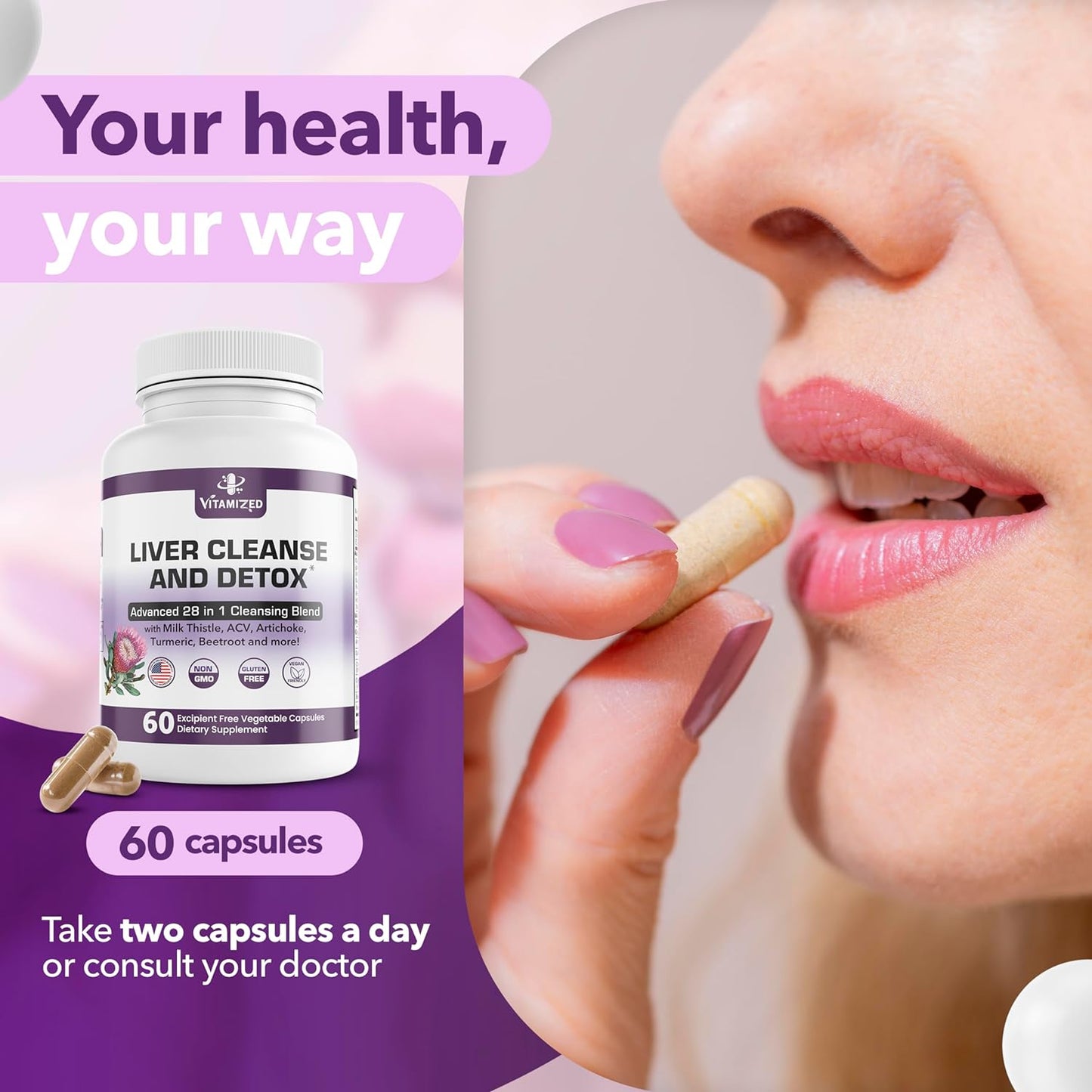 Liver Support & Digestive Cleanse Formula – Milk Thistle, Artichoke Extract, Dandelion & Apple Cider Vinegar | SP Health & Beauty