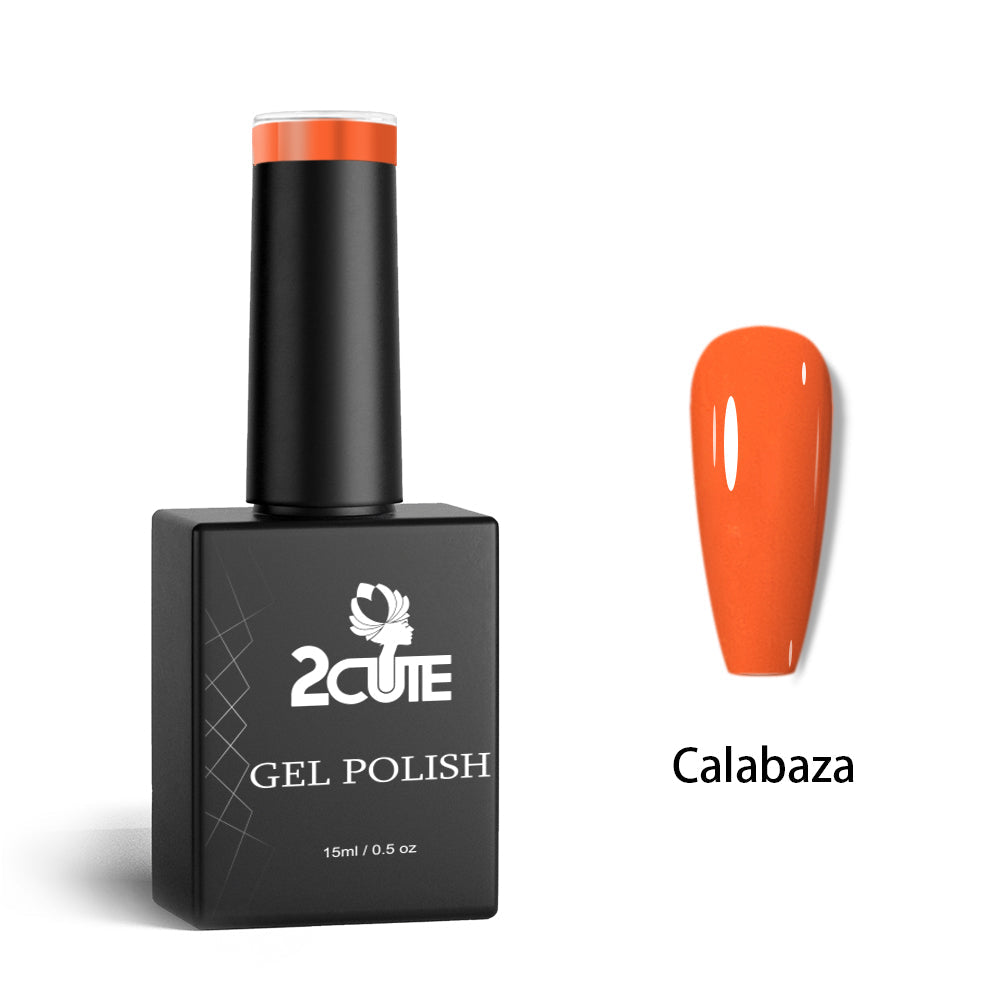 2Cute gel polish bottle with orange nail color on a white background