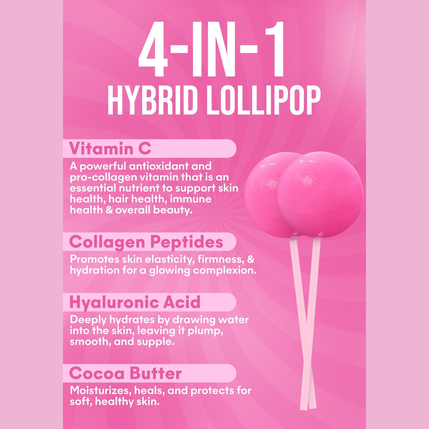 It Girl Beauty Lollipops - Collagen Peptides & Vitamin C Healthy Candy for Skin, Hair, Nails
