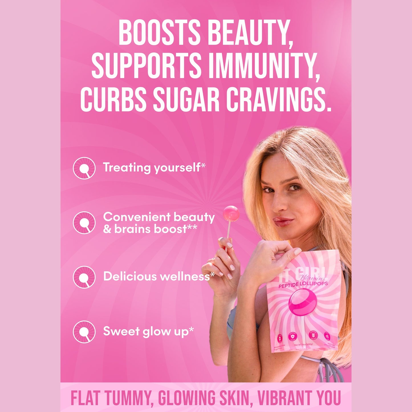 It Girl Beauty Lollipops - Collagen Peptides & Vitamin C Healthy Candy for Skin, Hair, Nails