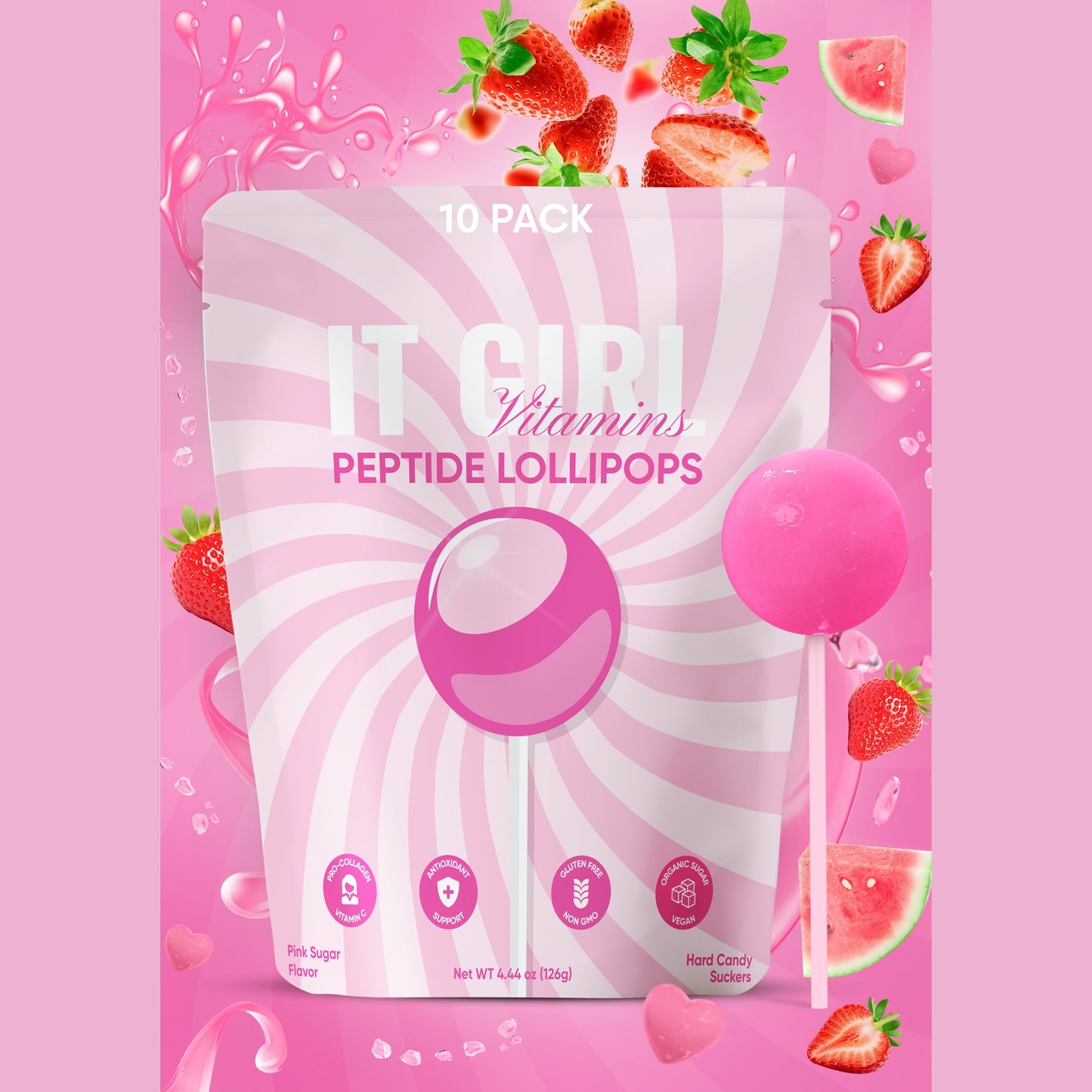 It Girl Beauty Lollipops - Collagen Peptides & Vitamin C Healthy Candy for Skin, Hair, Nails