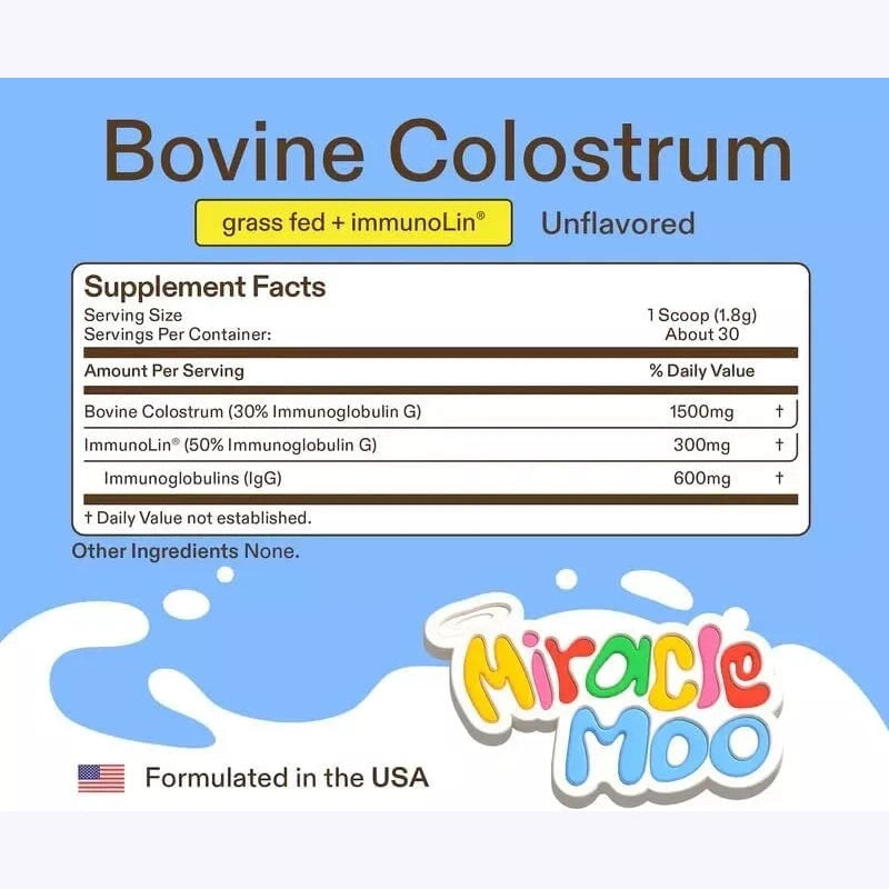 Miracle Moo Colostrum Supplement – Gut Health, Hair Growth, Beauty & Immune Support | 30 Servings
