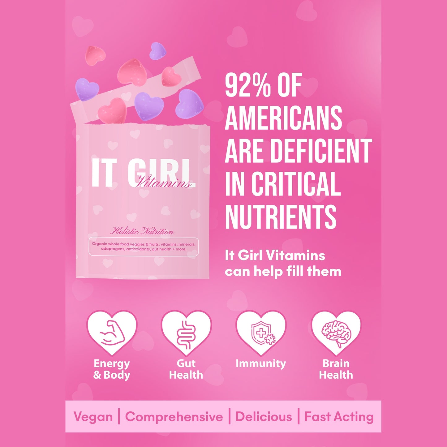 It Girl Snack - Superfoods Greens Gummies in Pink Starburst Flavor