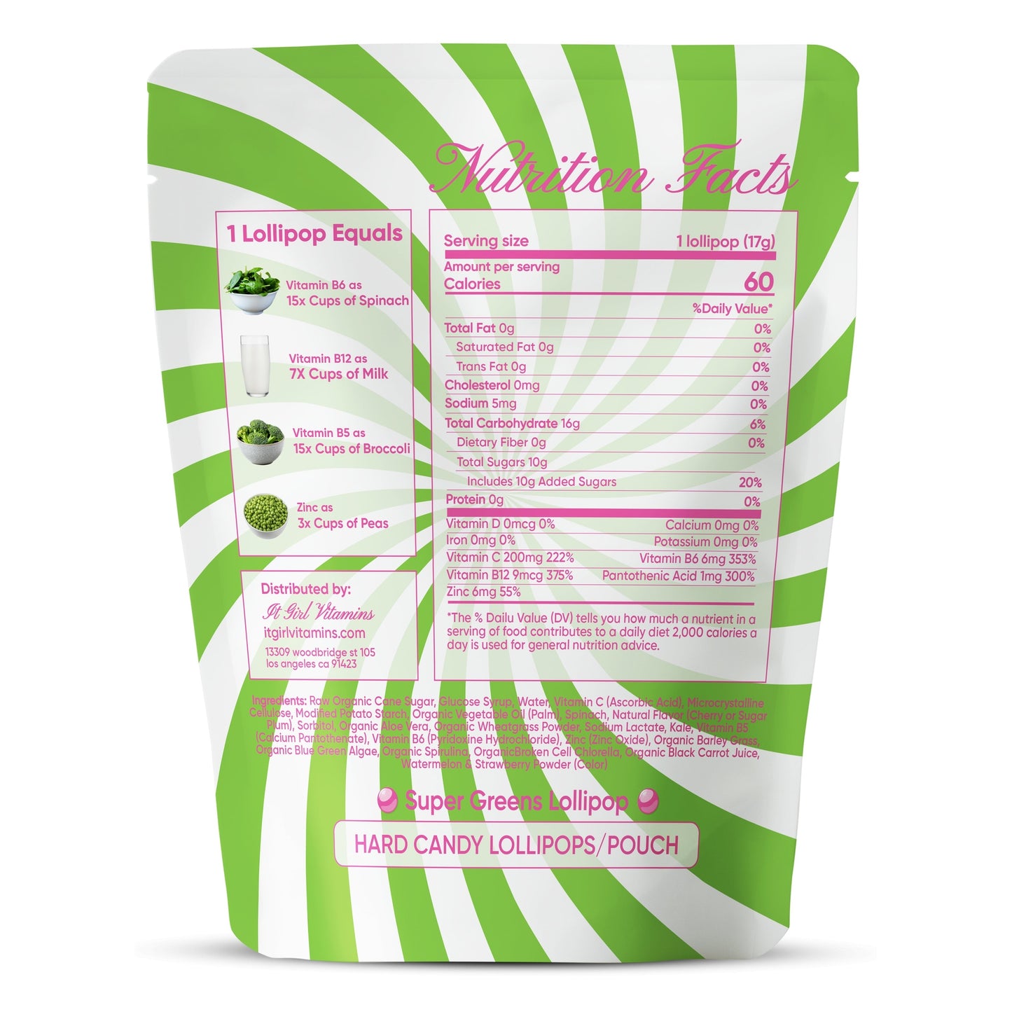 Superfood Greens Lollipops - Vegan Candy with Supergreens, Vitamins & Antioxidants