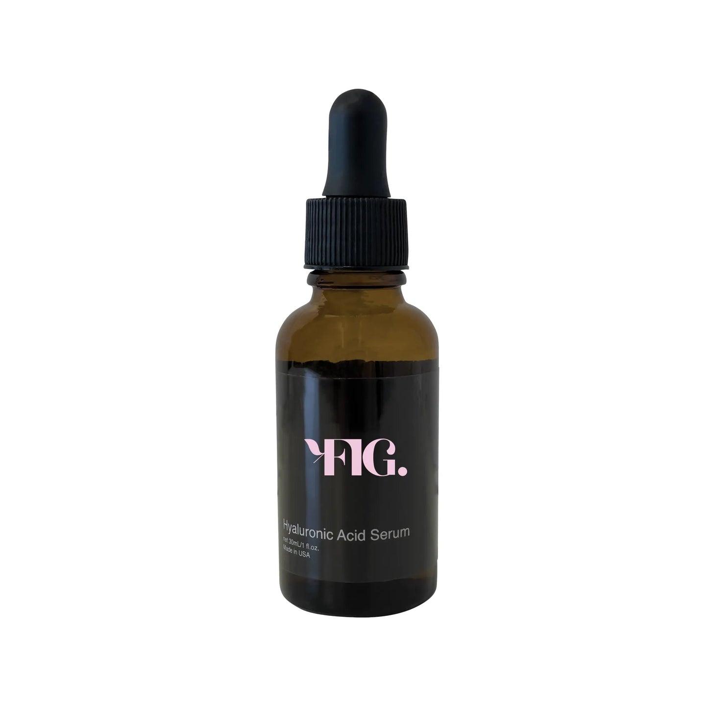 Brown glass bottle with black cap labeled 'FIG.' on a white background