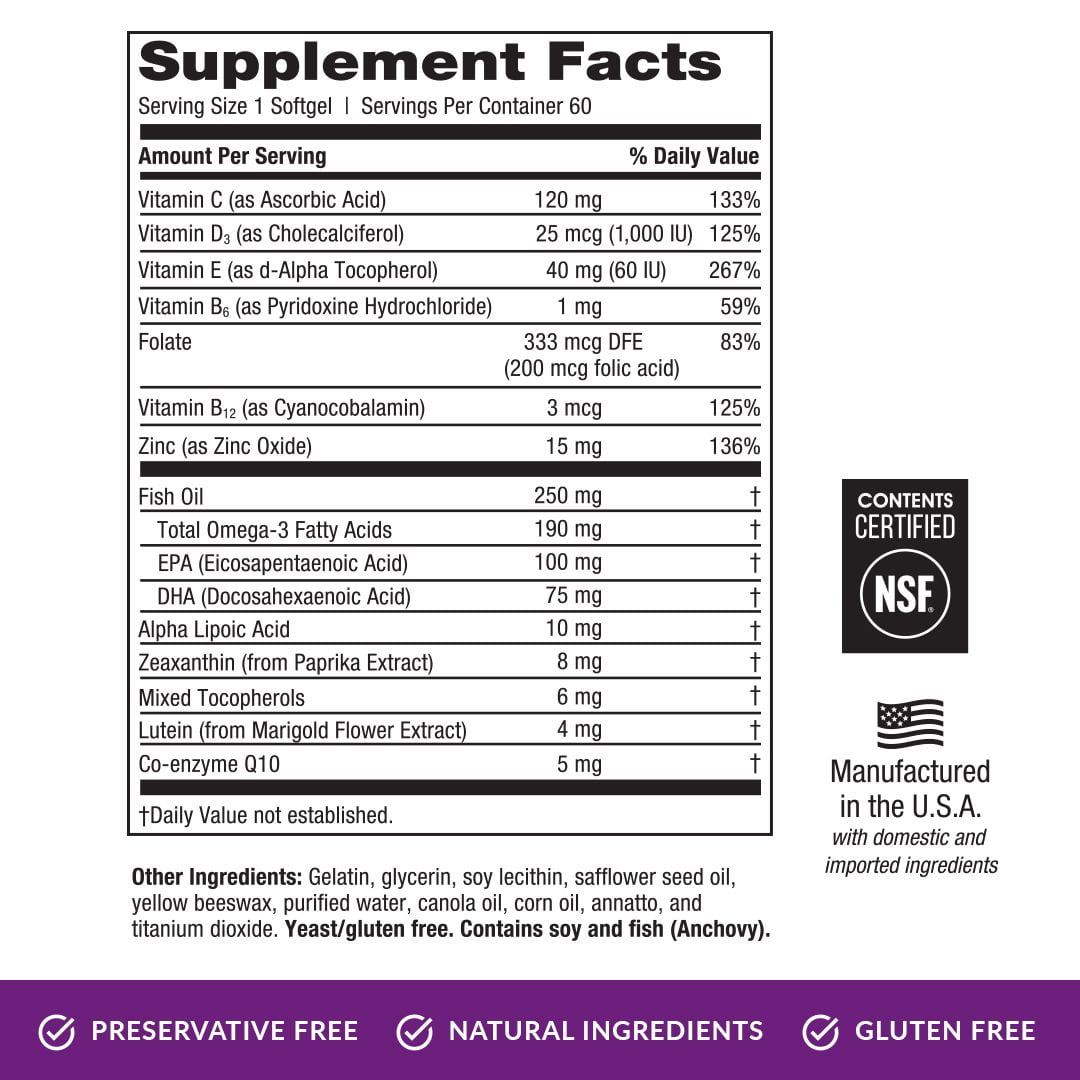 EyePromise® Restore – 60 Softgels with Lutein, Zeaxanthin, Omega‑3, Vitamins C/D/E for Eye Health