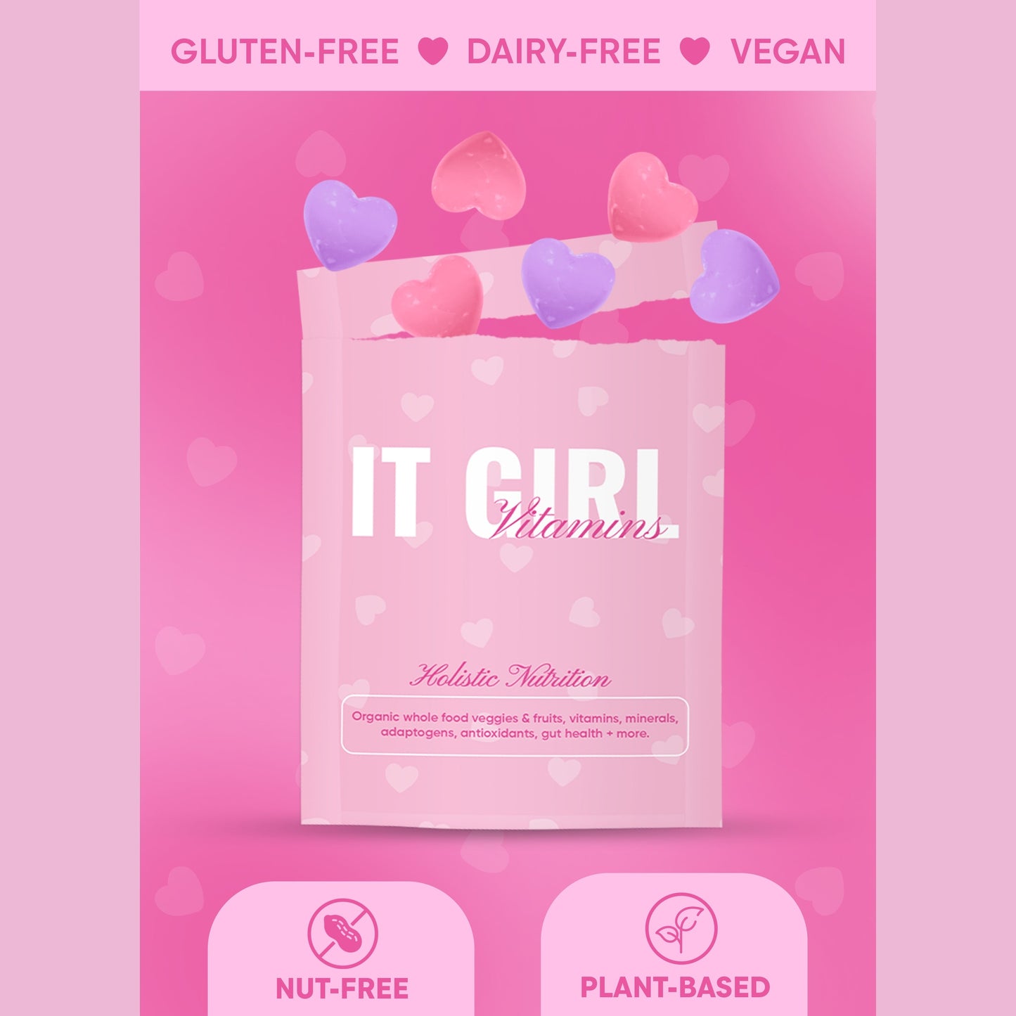 It Girl Snack - Superfoods Greens Gummies in Pink Starburst Flavor