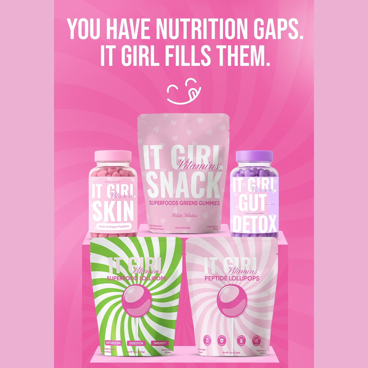 It Girl Beauty Lollipops - Collagen Peptides & Vitamin C Healthy Candy for Skin, Hair, Nails