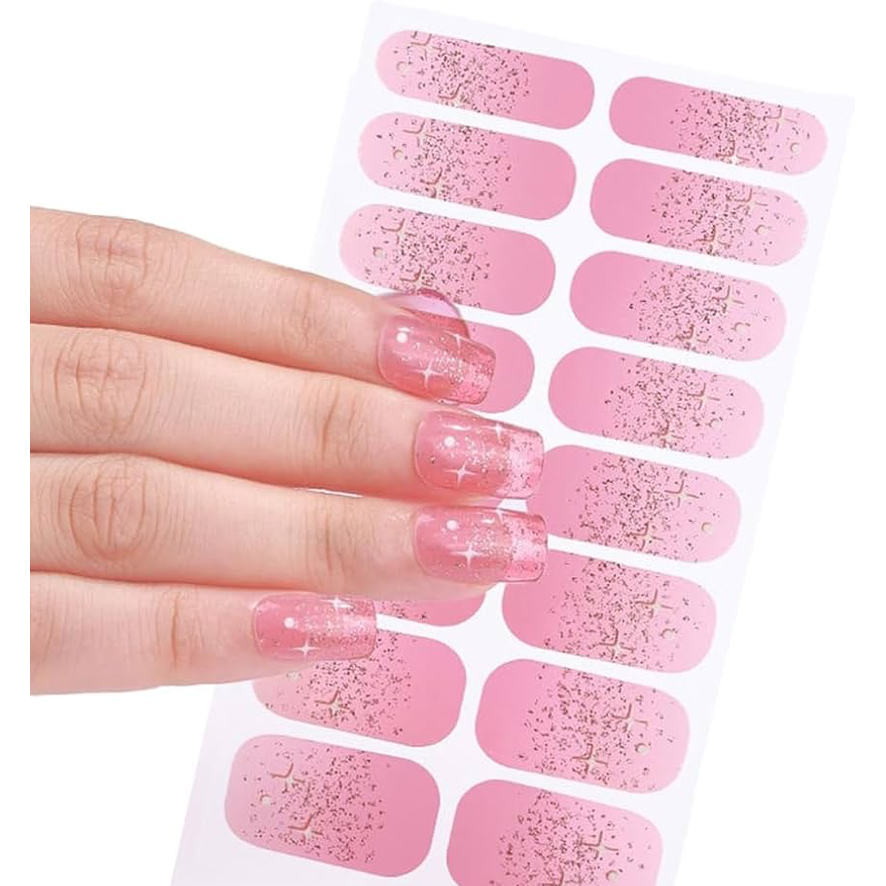 Cotton Candy Stars Gel Nails