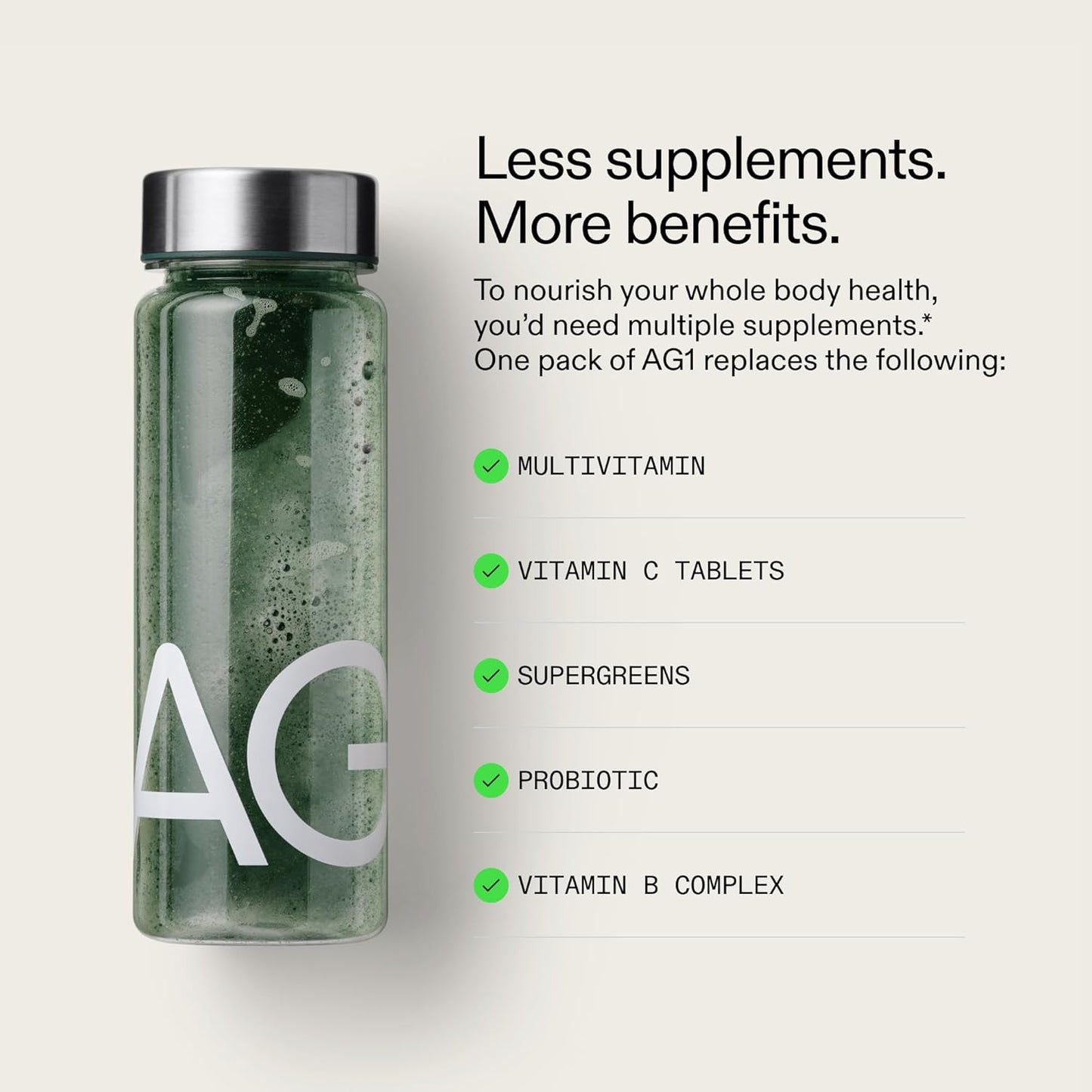 AG1 Athletic Greens Powder – Daily Foundational Nutrition, 360 g (12.7 oz), Pack of 2 – 60 Servings