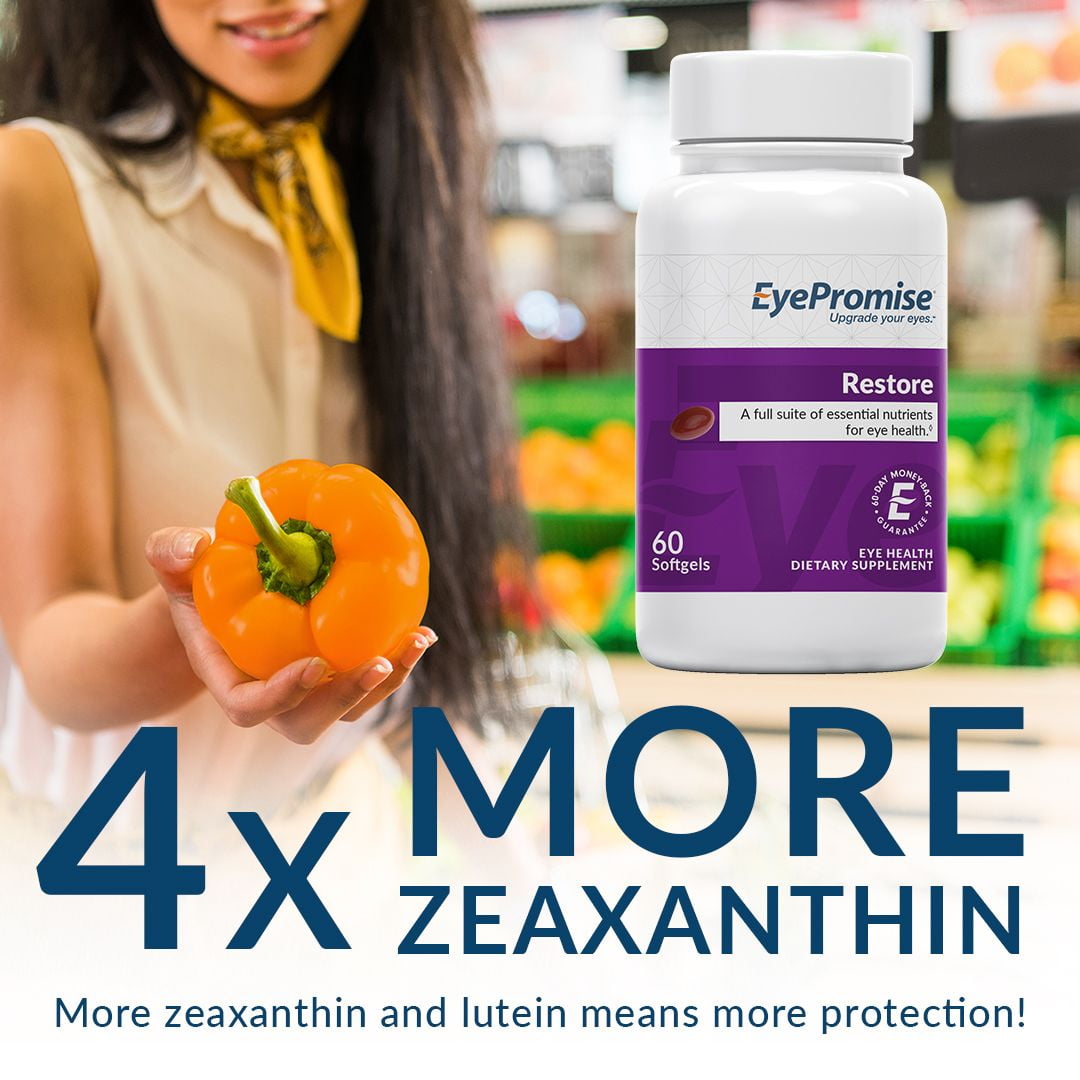 EyePromise® Restore – 60 Softgels with Lutein, Zeaxanthin, Omega‑3, Vitamins C/D/E for Eye Health