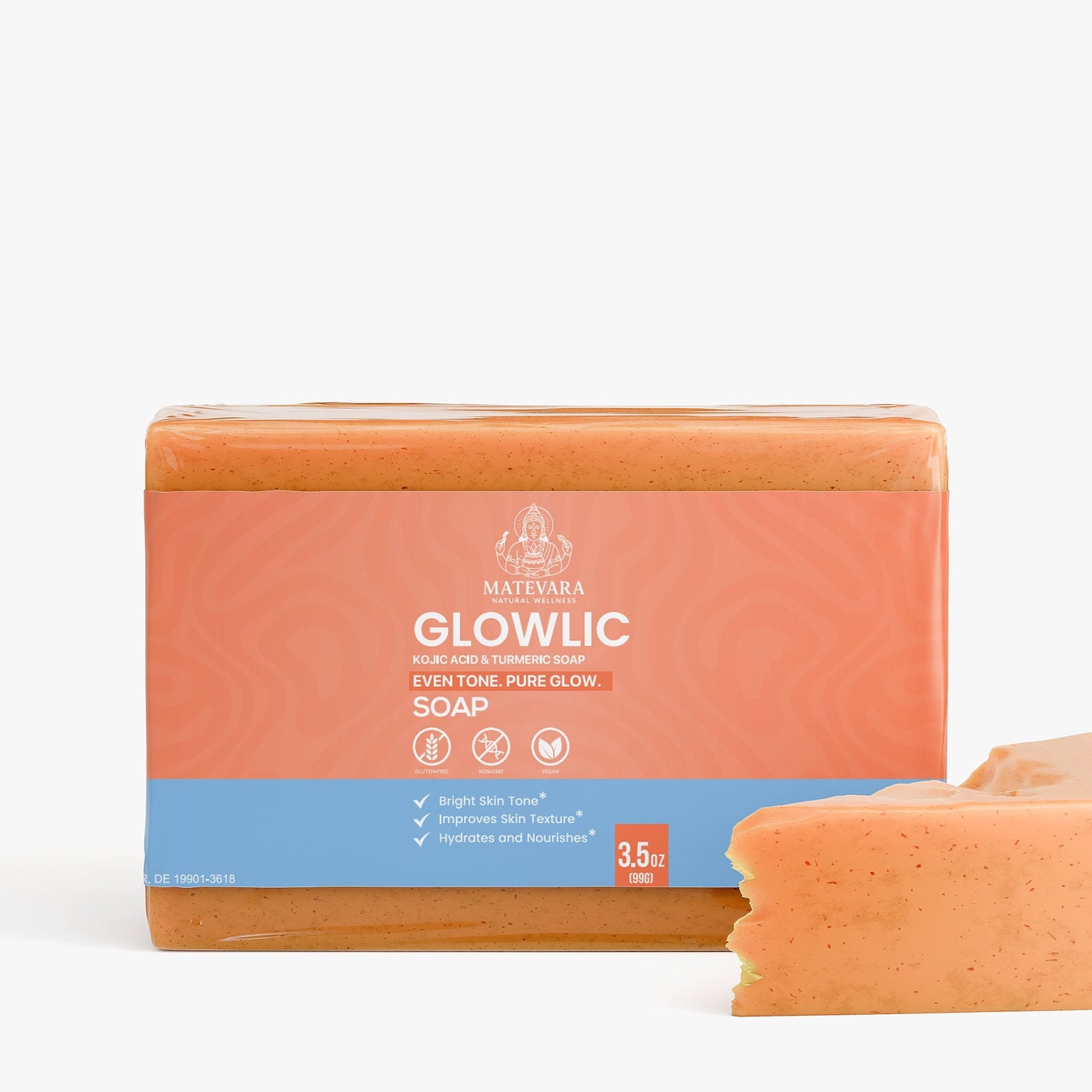Glowlic Kojic Acid & Turmeric Soap | Brightening & Even Tone Support | Cleansing Bar with Shea Butter | 3.5 oz