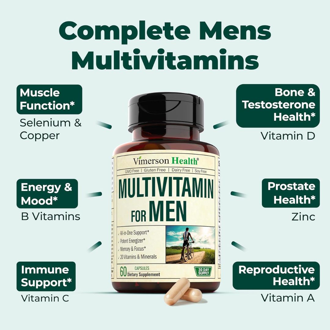 Multivitamin for Men - Vitamins for Energy & Focus. 60 Capsules