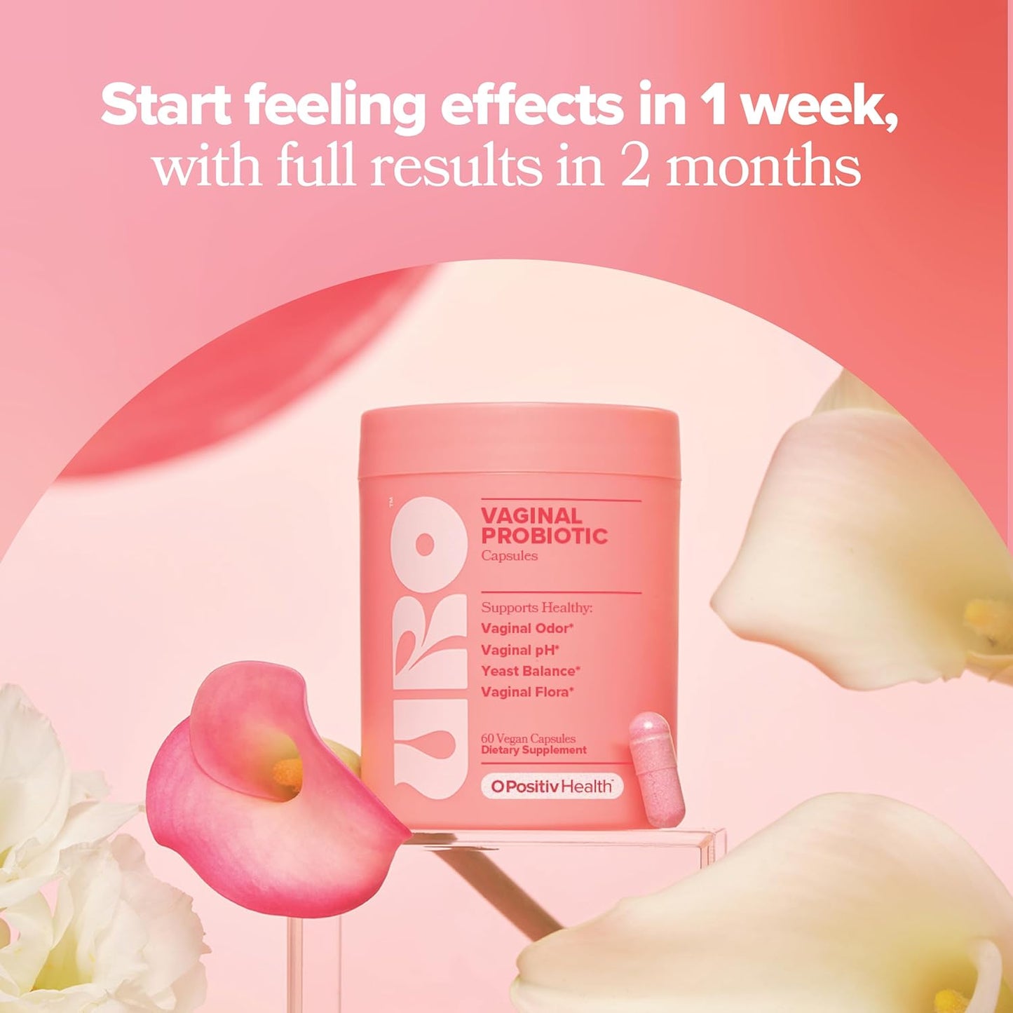 O Positiv URO Vaginal Probiotics – 60 Vegi‑Capsules for Vaginal pH Balance, Odor Control & Flora Support