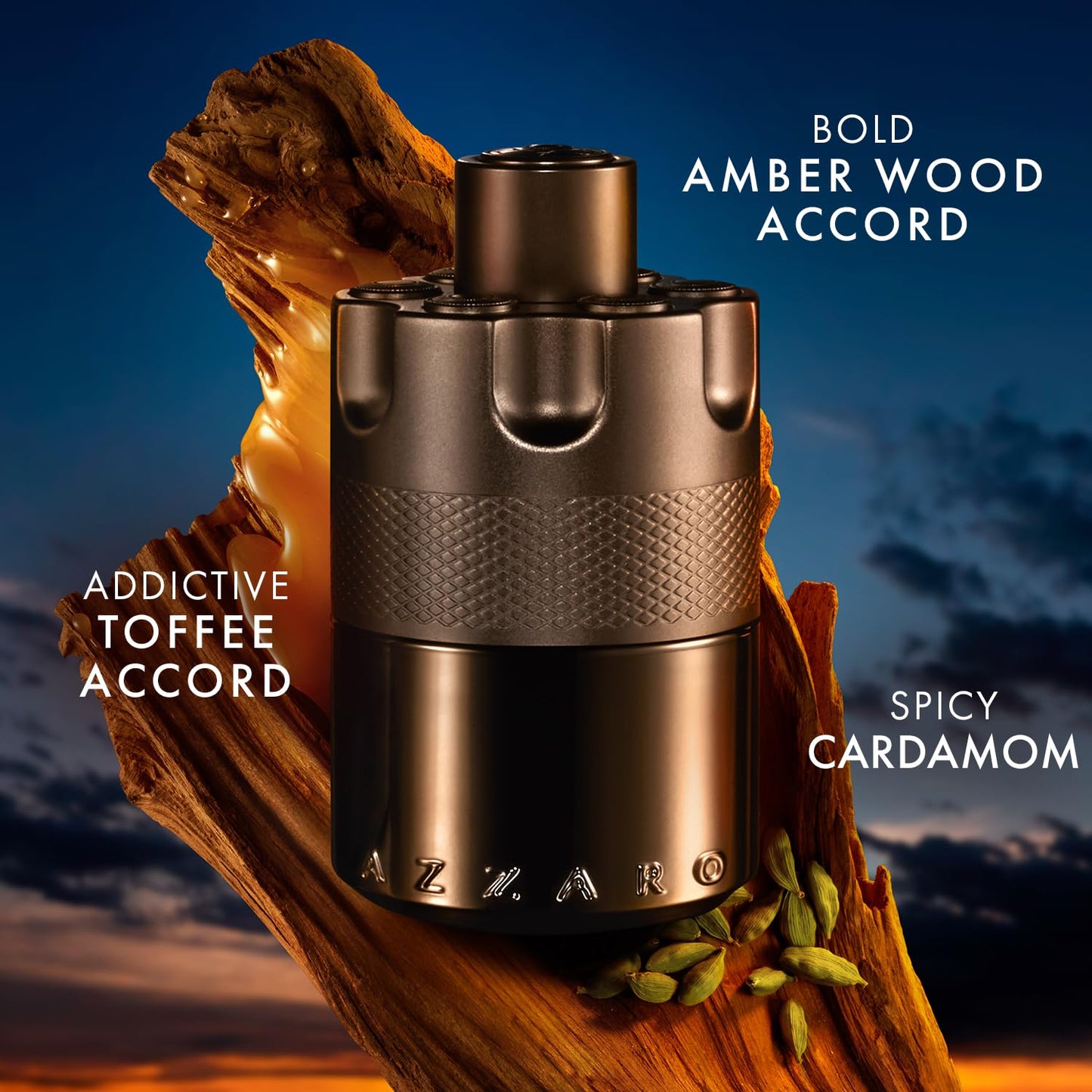 Azzaro The Most Wanted Intense EDP 3.3 oz – Woody Amber Spicy Cologne with Cardamom, Toffee & Amberwood