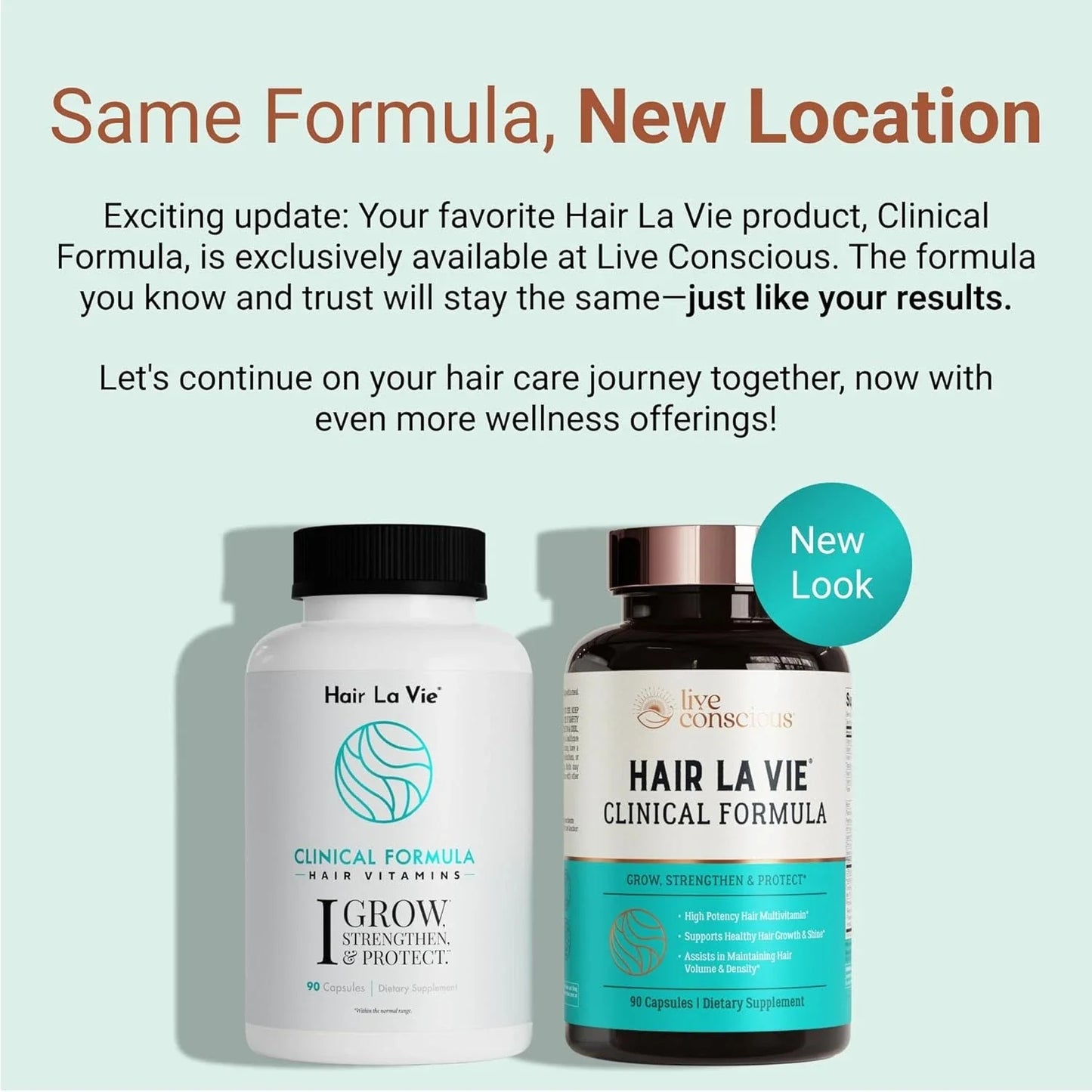 Hair La Vie Live Conscious Clinical Formula – 90‑Count Hair Growth Vitamins (Biotin, Saw Palmetto, Collagen)
