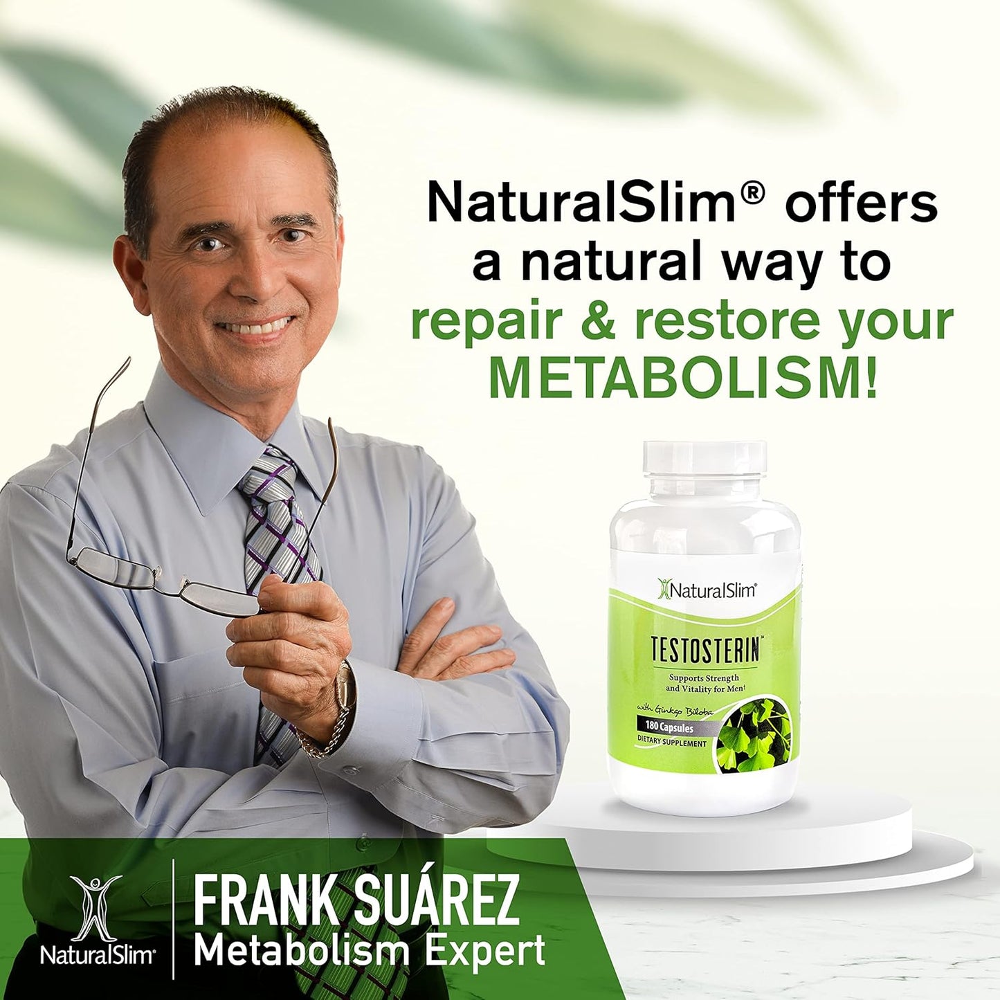 NaturalSlim Testosterone Booster for Men – 180 Capsules for Strength, Energy & Metabolism Support