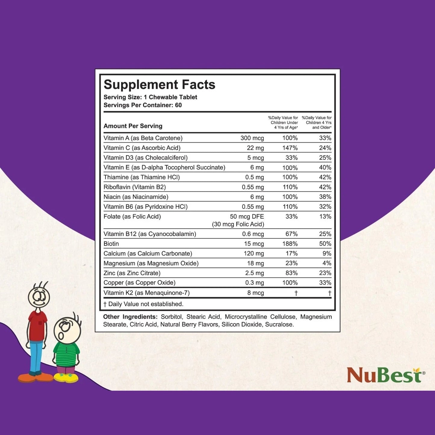 NuBest Tall Kids 60 Chewable Tablets, Helps Kids Healthy Growth for Age 2-9