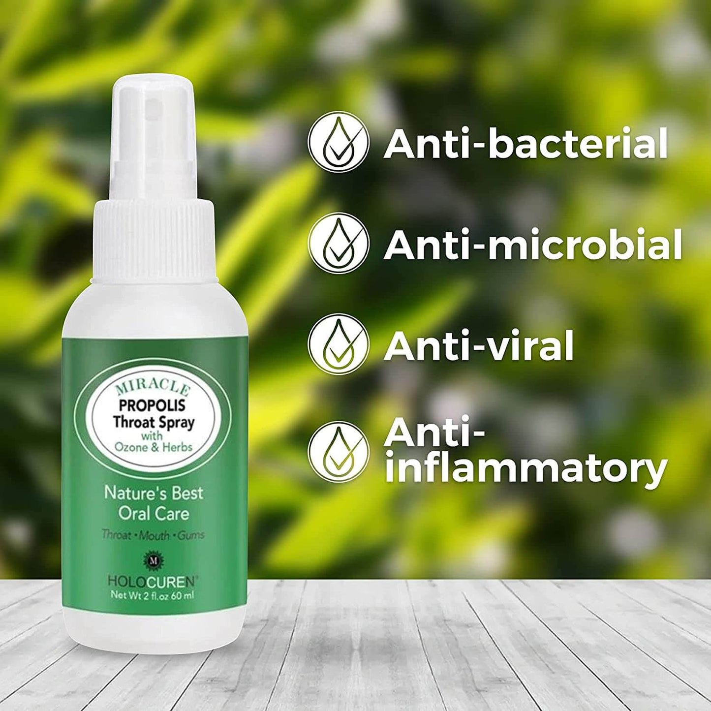 2 oz Miracle Propolis Throat Spray  with 7 other herbs for Flu season and Allergies