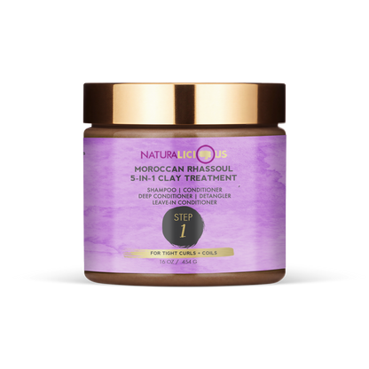 Step 1: Moroccan Rhassoul 5-in-1 Clay Treatment (For Tight Curls)