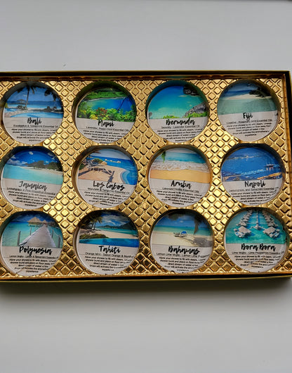 Destination Shower Steamers Gift Set with 12 Aromatherapy Shower Bombs - 100% Essential Oil Blends - fun - summery scents