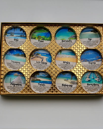 Destination Shower Steamers Gift Set with 12 Aromatherapy Shower Bombs - 100% Essential Oil Blends - fun - summery scents