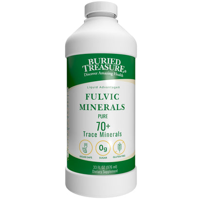 Buried Treasure Fulvic Minerals – Unflavored Liquid Mineral Supplement with 70+ Trace Elements from Humic Shale | 33 oz Bottle