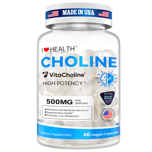 Choline Supplement 500mg with VitaCholine® – Liquid Veggie Capsules for Prenatal & Daily Wellness – 60 Capsules