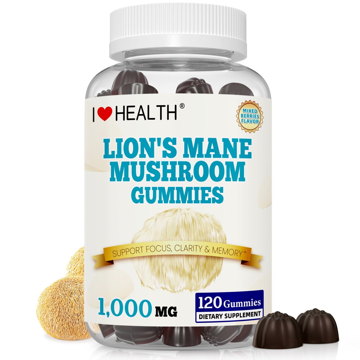 Lion's Mane Mushroom Extract 1000mg – Mental Clarity & Cognitive Wellness Gummies