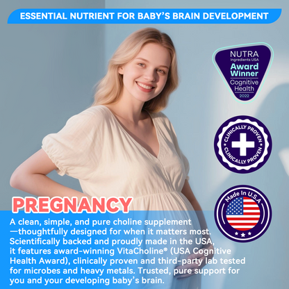 Choline Supplement 500mg with VitaCholine® – Liquid Veggie Capsules for Prenatal & Daily Wellness – 60 Capsules