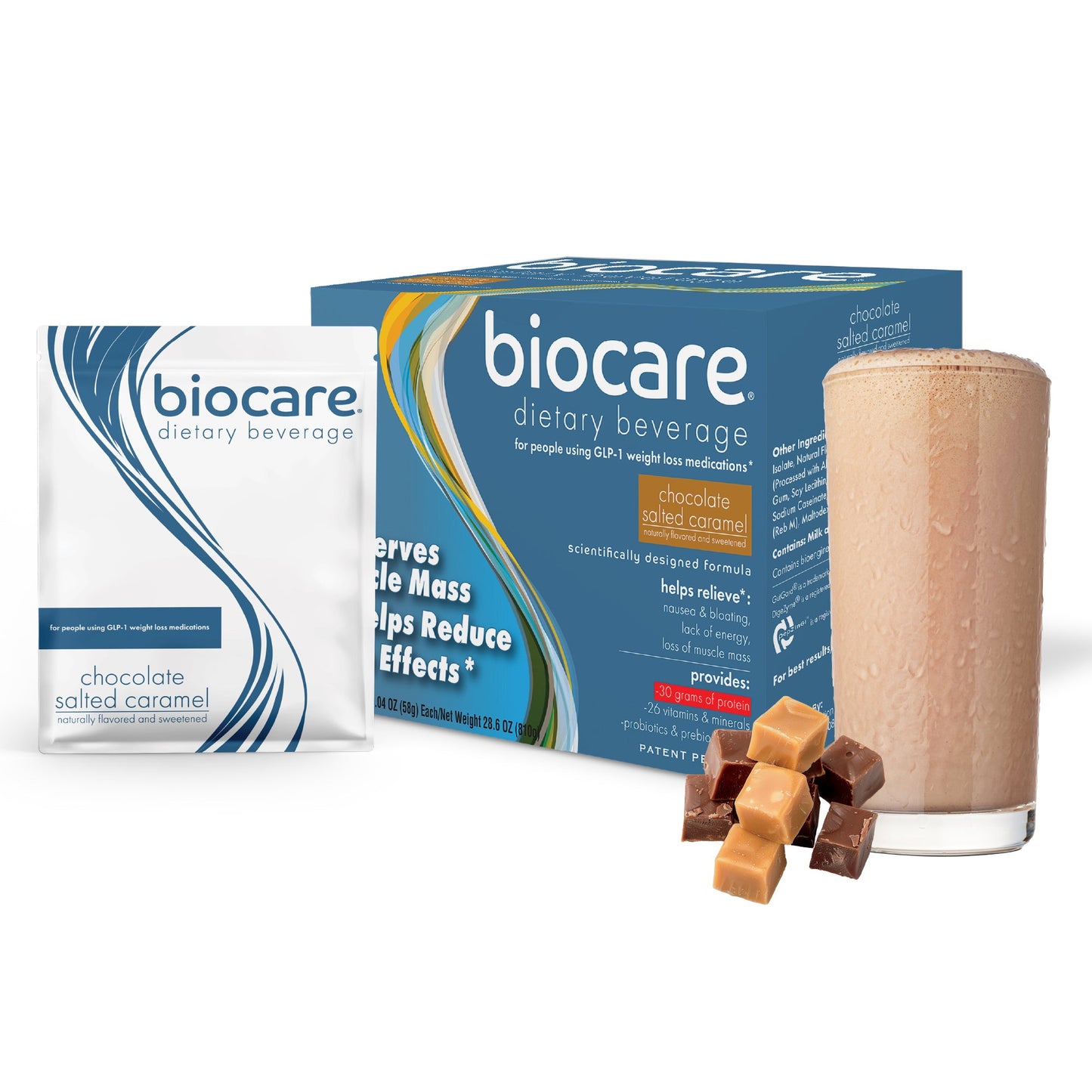 30G Protein Chocolate Salted Caramel Biocare Dietary Beverage 14-Count