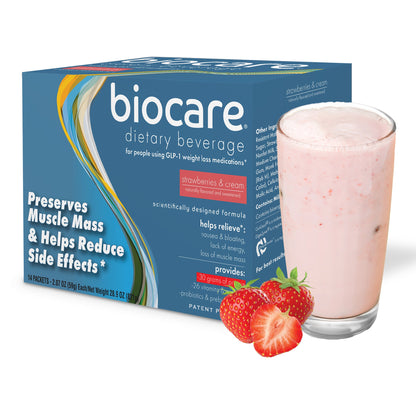 30G Protein Strawberries & Cream Biocare Dietary Beverage 14-Servings