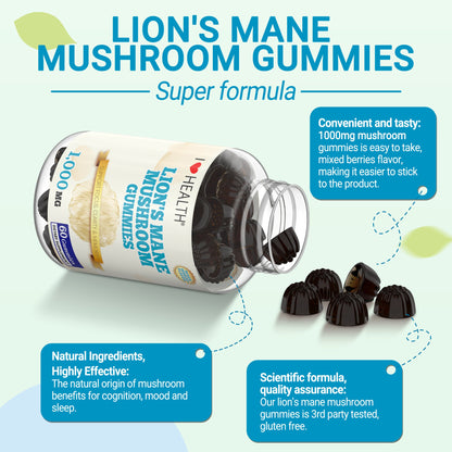 Lion's Mane Mushroom Extract 1000mg – Mental Clarity & Cognitive Wellness Gummies