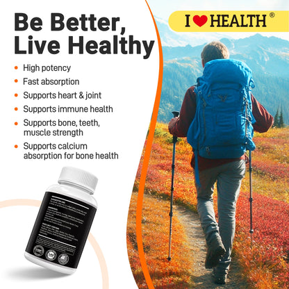 Vitamin D3 10,000 IU with K2 (MK-7) – Bone, Heart & Daily Wellness Supplement – 90 Softgels