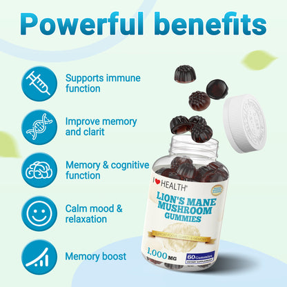 Lion's Mane Mushroom Extract 1000mg – Mental Clarity & Cognitive Wellness Gummies