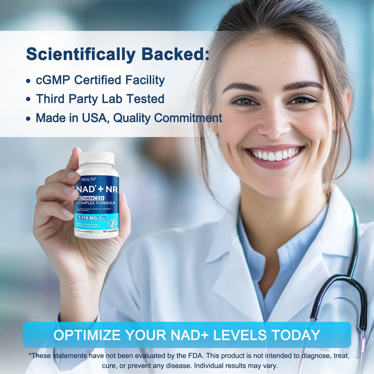 NAD+ Supplement 300mg with NR 150mg – Cellular Energy & Healthy Aging Restoration – Green Tea Extract + Astaxanthin – 60 Capsules