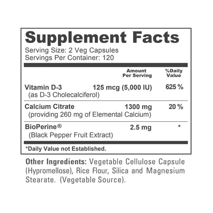 NusaPure Super Calcium with Vitamin D 3 & Calcium Citrate - Suitable for Vegetarian, Non - GMO - 1300mg - 240 Capsules