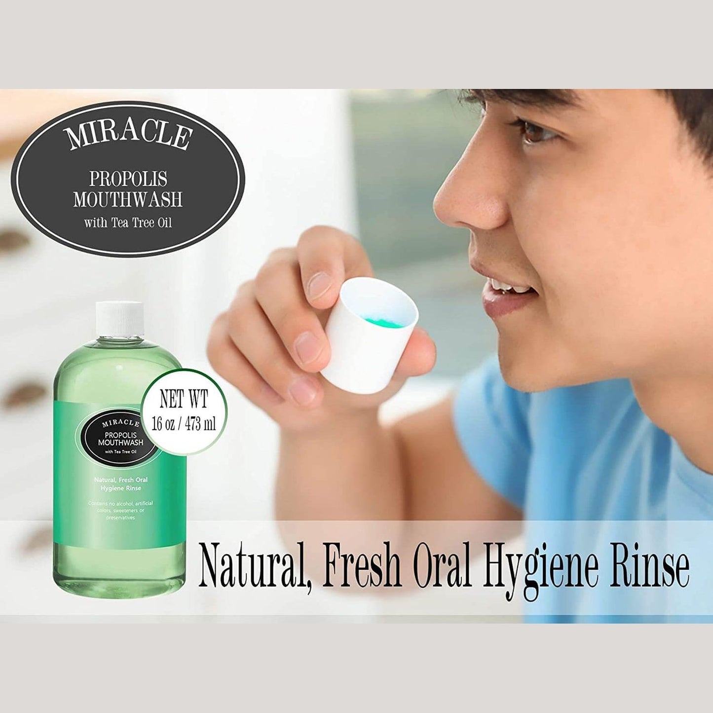16 oz Miracle Propolis Mouth Wash with Tea Tree Oil, Natural