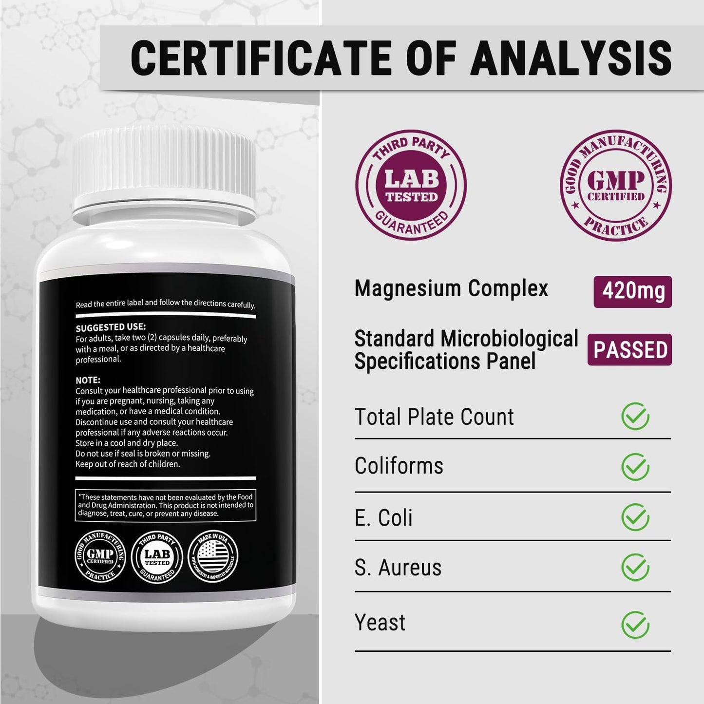 5-in-1 Magnesium Complex + Vitamin B6 – 420mg High Absorption Formula for Daily Wellness – 120 Capsules