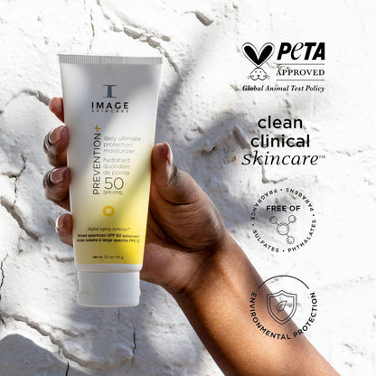 IMAGE Skincare PREVENTION+ Daily Ultimate Protection Moisturizer, SPF 50 Face Sunscreen  3.2 oz