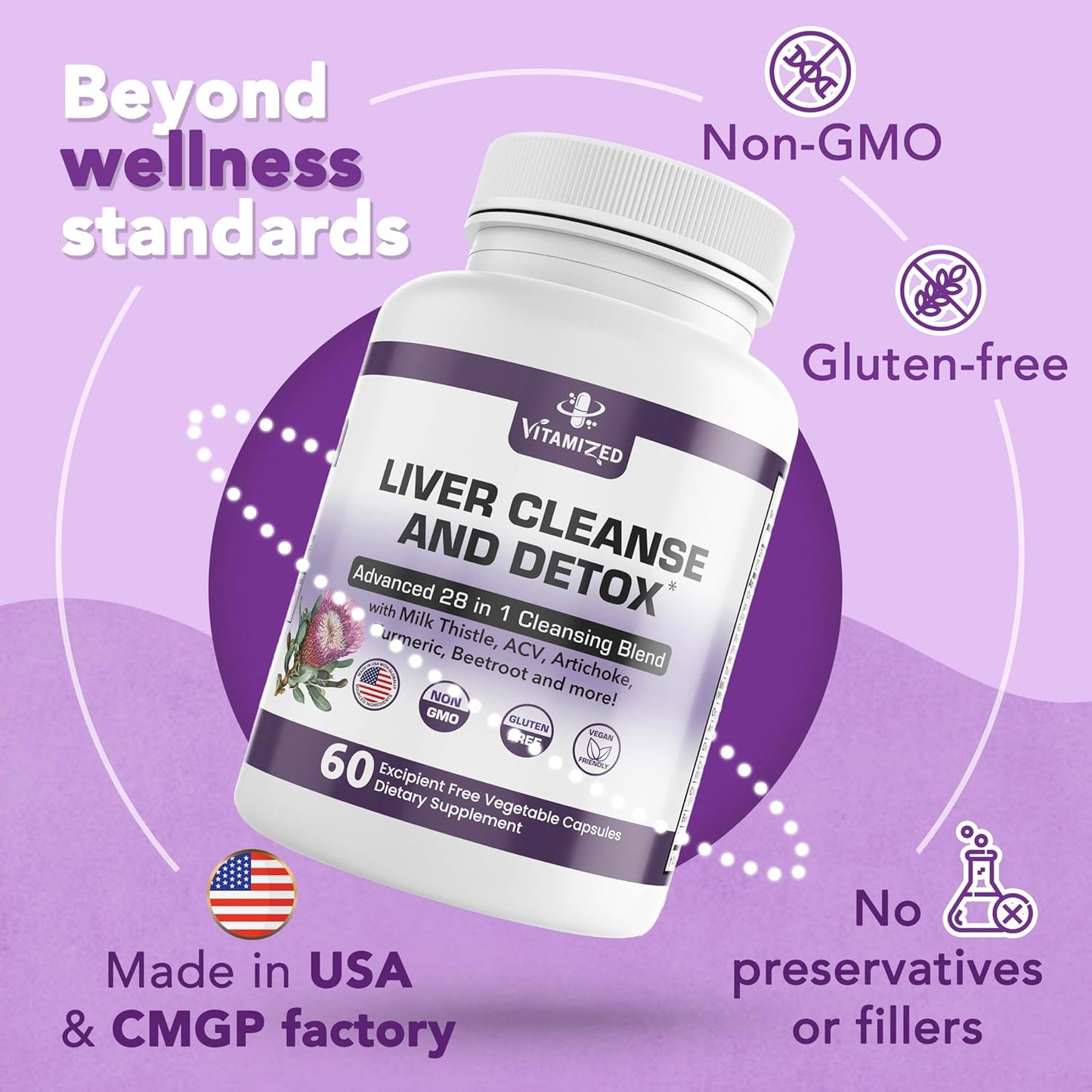 Liver Support & Digestive Cleanse Formula – Milk Thistle, Artichoke Extract, Dandelion & Apple Cider Vinegar | SP Health & Beauty