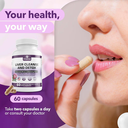 Liver Support & Digestive Cleanse Formula – Milk Thistle, Artichoke Extract, Dandelion & Apple Cider Vinegar | SP Health & Beauty