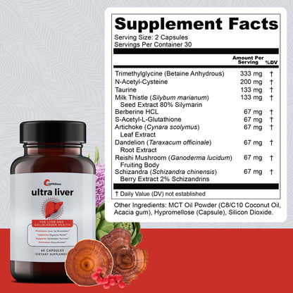 Ultra Liver Supplement for Liver Support and Gallbladder Support  60 Capsules