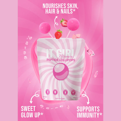 It Girl Beauty Lollipops - Collagen Peptides & Vitamin C Healthy Candy for Skin, Hair, Nails