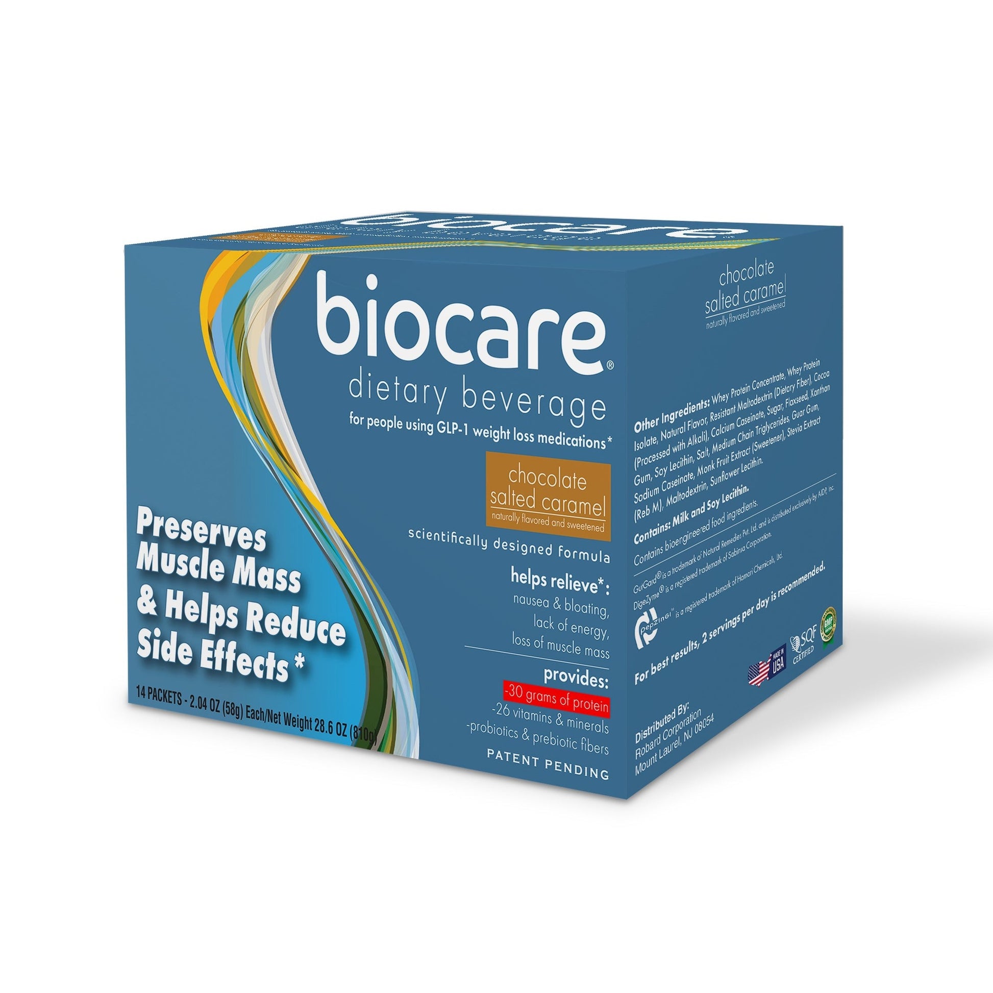 30G Protein Chocolate Salted Caramel Biocare Dietary Beverage 14-Count