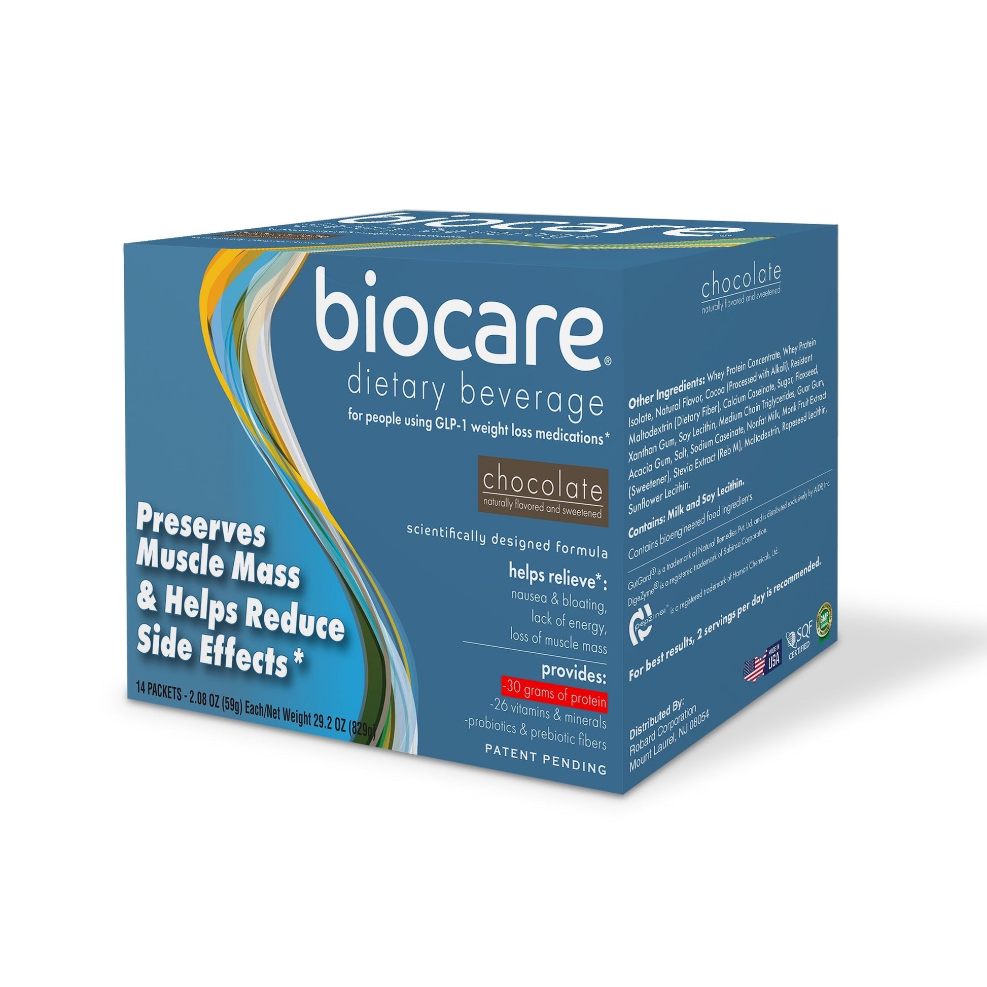 30G Protein Chocolate Biocare Dietary Beverage 14-Count
