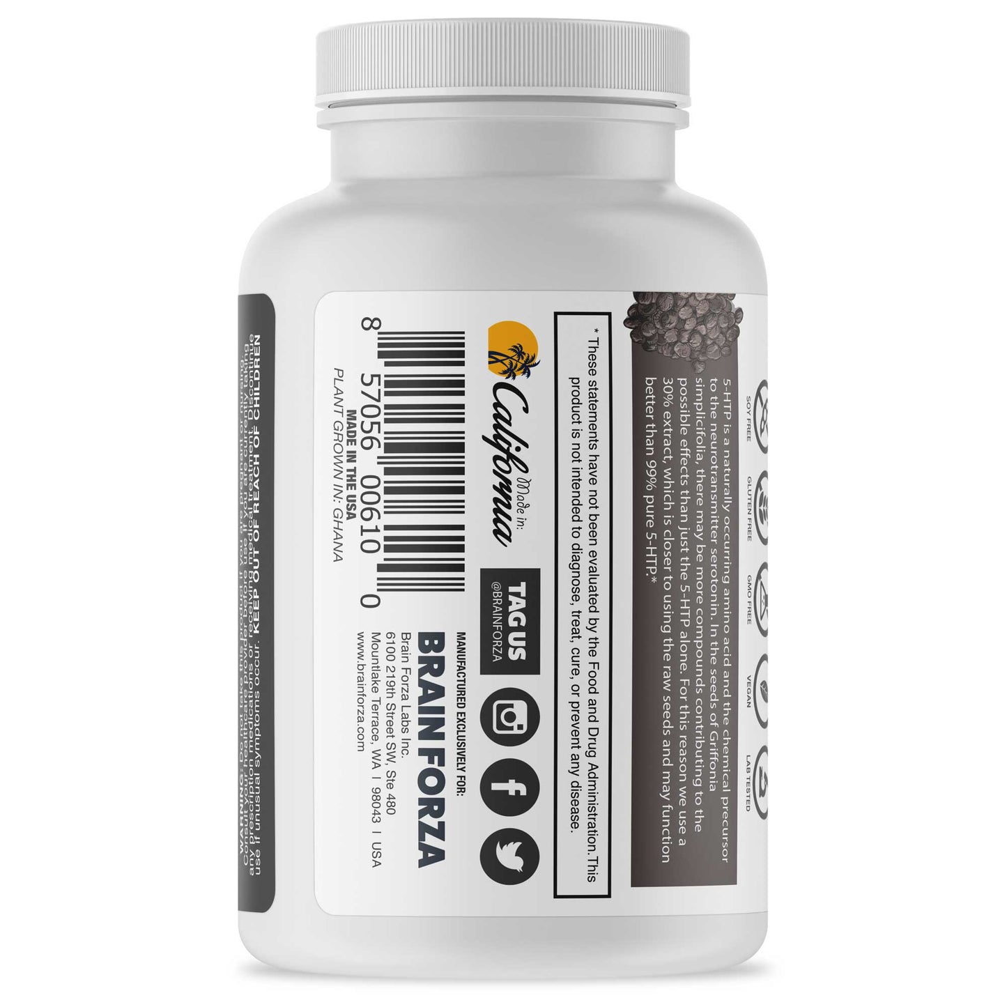 Natural 5-HTP 100mg w/ Vitamin B6, 120 Capsules